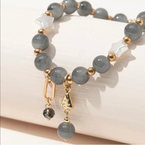 🤍Gray Beaded Crystal Charm Bracelet🤍 - Picture 3 of 3